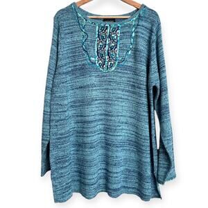 KOOS Of Course! 100% Silk Space Dye Artsy Tunic Sweater Women's Size 1X